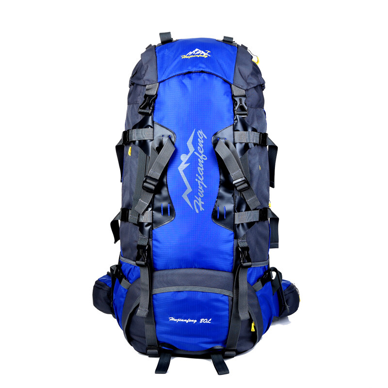 户外尖锋 登山包大容量双肩包户外背包80L升徒步旅行背囊 蓝色 30升以上